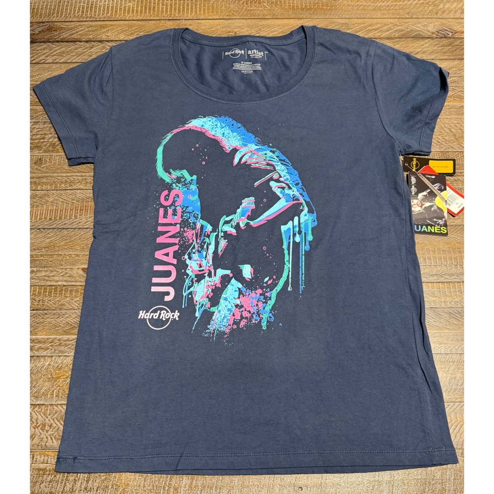 Hard Rock Cafe Juanes Artist Spotlight Tee Womens XL Navy NWT Graphic Shirt